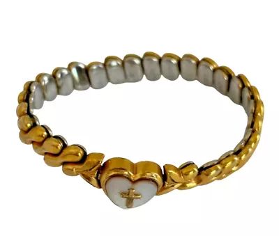 VTG Miss Mignon Heart Expansion Bracelet Child's Jewelry Mother Of Pearl • $9