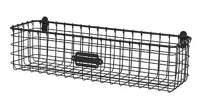 Steel Vintage Rustic Farmhouse Wire Storage Basket Shelf Wall Mount Gray • $19.15