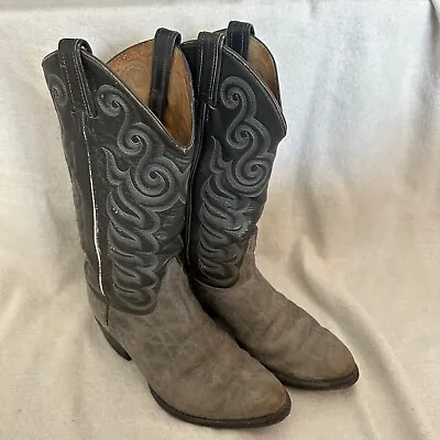 Tony Lama Vintage Gold Label Grey Exotic Leather Cowboy Boots Size 5 Style 8501 • $33