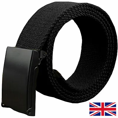 £3.99 • Buy Mens Womens Unisex Canvas Webbing Belt Regular Big Size Buckle Army Belt Black