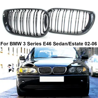 Front Grill Grille Gloss Black Fit For BMW 3 Series E46 Sedan Estate 2002-2006 • $28.69