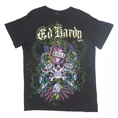 ED HARDY Love Kills Slowly Mens Biker T-Shirt Black M • £34.99