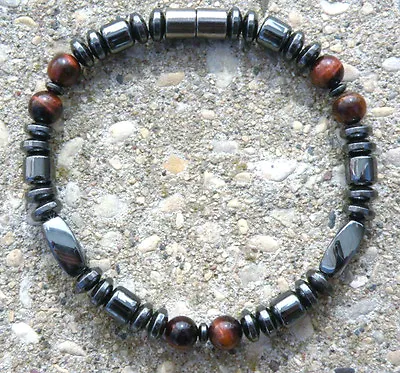 $31.49 • Buy Magnetic Hematite Bracelet Anklet RED TIGER EYE 1-2 Row W/ Magnetic Clasp