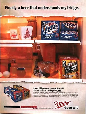 2004 Print Ad - Miller Lite Beer Ad..finally A Beer That Understands My Fridge • $9.77