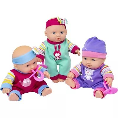 Set Of 3 Baby Dolls Clothing Dummy Pretend Play Toy Girls Kids Xmas Gift Doll • £12.95