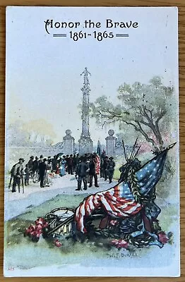 Honor The Brave 1861 - 1865 Civil War Cemetary Patriotic Postcard F22 • $9.95