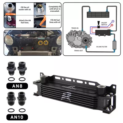 £50.40 • Buy Universal 7 Row G1/2  248mm Oil Cooler With 2PCS AN8 & A10 Fittings + Bracket BK