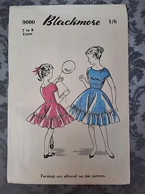 £7.50 • Buy 50s Blackmore Paper Sewing Pattern Vintage Girls Dress 7 - 8  Yrs