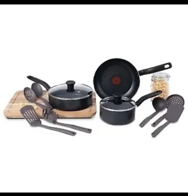 T-Fal 12pc Nonstick Aluminum Cookware Set Black • $49.59