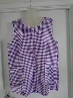 Vintage Purple Gingham Check Apron Overall Pinny Blouse Wx New Made In England • £12.99