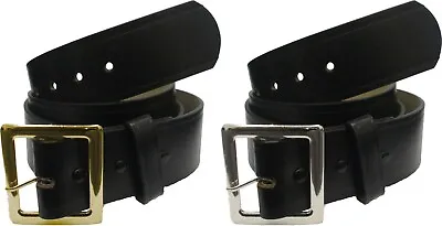 Black Leather Garrison Belt Bonded Heavy Duty Work Belt 1.75  Wide • $17.99