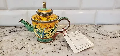 KELVIN CHEN Enamel Mini Copper Hand Painted Teapot Jumping Frogs 2000 PERFECT • $19.99