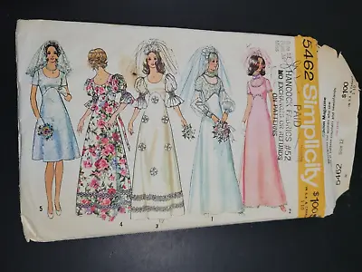Vintage Simplicity Ladies Wedding Dress Pattern 5462 Size 12 Free Shipping • $12.99
