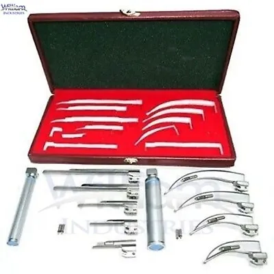 10 Kits Diagnostic Fiber Optic Laryngoscopes Set 9 Blades Best ENT Surgical Tool • $350