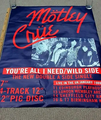 Motely Crue HUGE GIGANTIC Promo & Tour Poster LIVE IN UK 1988 40” By 60” Sweet • $150