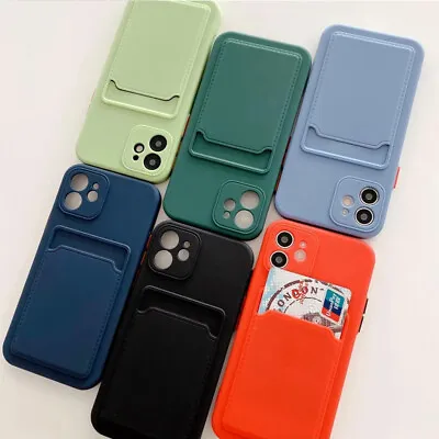 $8.59 • Buy For IPhone 13 12 11 Pro Max XR X 8 7 Ultra Thin Case Card Holder TPU Back Cover