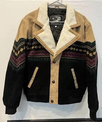 Vintage Dakota Leather Co. Jacket Sherpa Native American Size Small • $65