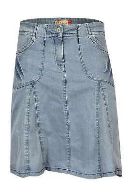 A Line Flare Light Blue Denim Above Knee Skirt Plus Size 14 16 18 20 22 24 • £29.97