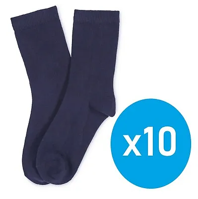 £4.95 • Buy Boys Kids Plain Ankle 10 Pairs Socks School Trainer Liner Cotton Navy