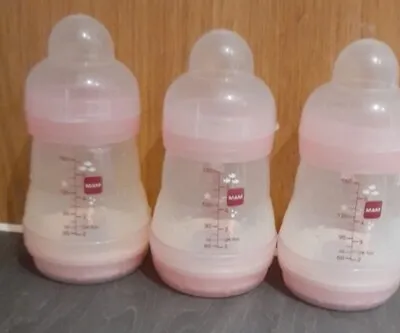 Mam 3 Pink Bottles 160 Ml With Teats • £12.99