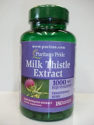 Puritan's Pride Milk Thistle Extract 1000 Mg Pills- 180 Softgels • $14.98