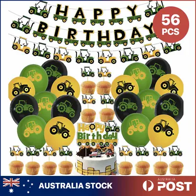$25.95 • Buy 56PCS Tractor Balloons Set Birthday Party Supplies Farm Theme Banner Cake Topper