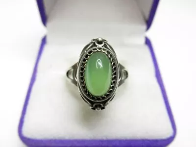 Vintage Russian Soviet Sterling Silver 875 Ring ChrysopraseWomen's Jewelry 8.5 • $125