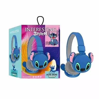 Stitch Kid Wireless Headphones Head Sets Cartoon Kids Bluetooth Headset Foldable • $20.99