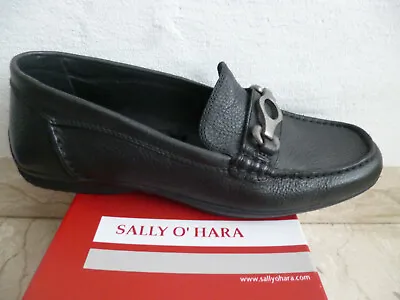 Sally O'hara Ladies Slipper Ballerinas Low Shoes Leather Black New • £49.51