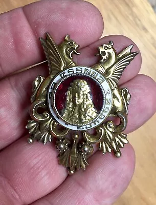  KAISER LEOPOLD I Heraldic Coat Of Arms Brooch Pin Gold Plated Metal & Enamel  • $35