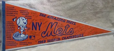 Signed Amazing 1969 Ny Mets Team Autographed World Champions Pennant Jsa Seaver • $2495