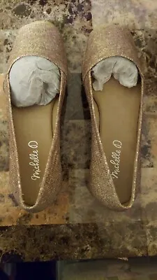 Michelle D Women's Open Toe Closed Heel Sandals 9 1/2 M Gold Brown - New No Box • $35.95