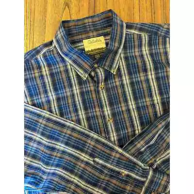 Cabela's Outfitter Series Mens Button Down Shirt Blue Plaid XXL Tall • $15