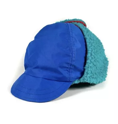 Vintage 80's Columbia Gore-Tex Ski Snow Fleece Trappers Hat Blue Red Teal L/XL • $25