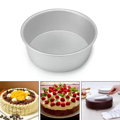 Round Cake Tin 5/6/8 Inch Loose Base Bottom Deep Baking Pans Tier Wedding Party • £8.99