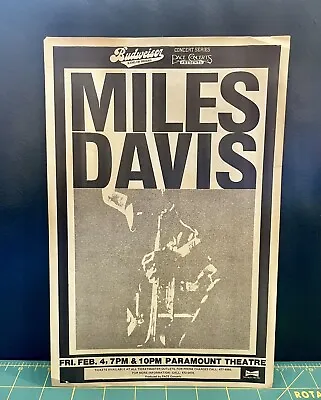 Very Rare Miles Davis At The Paramount Austin TX Feb 4 1983 Poster  • $124.99