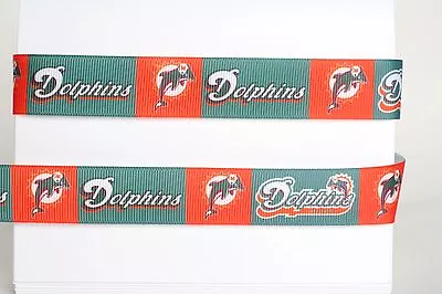 Miami Dolphins 7/8  Grosgrain Ribbon - Various Yards Football Ship From Usa • $2.69