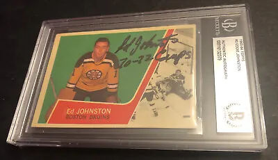 Beckett Ed Johnston 1963-64 Autographed Rookie Card Signed Bruins RC 379 • $225
