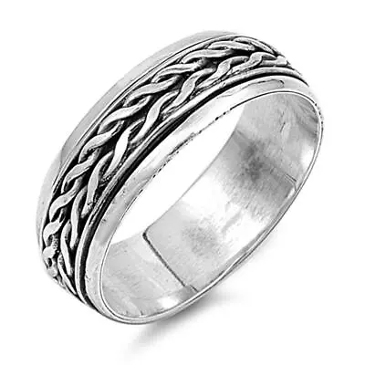 Men's Spinner Celtic Knot Weave Wedding Ring 925 Sterling Silver Band Sizes 6-13 • $19.99