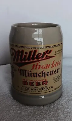 Vtg German Miller High Life MUNCHENER Beer 12 Oz Tankard Mug Stein GERMANY 2000 • $19.99