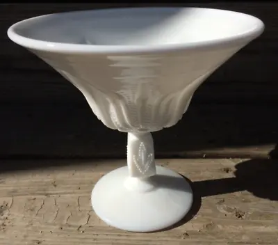Fenton Cactus Milk Glass Footed Compote Flared Edge Vintage • $10