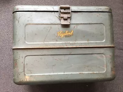 Vintage Vagabond Metal Ice Box Chest Cooler Rare! Hemp & Co Macomb Ill. Green • $79.99