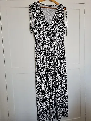 £6 • Buy Maxi Dress Black White Leopard Print 16/18