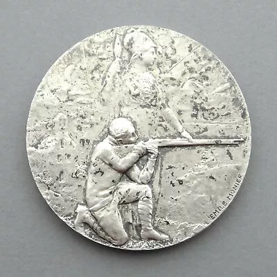 French Antique Medal. Woman Female Marianne Man Shooting Contest. By Monier • $24.99