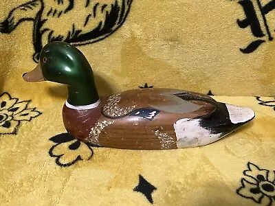 Vintage Hand Carved And Painted Wooden Mallard Duck  Decor 10  • $25