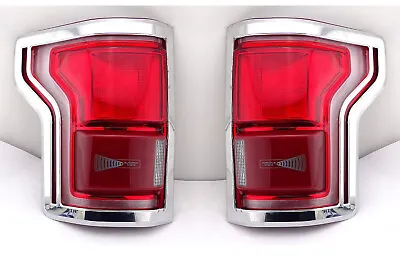 For 2015-2017 Ford F-150 F150 Chrome Taillight Covers Bezel Trims WITH Sensor • $32.99