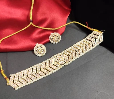 $25.01 • Buy Bollywood Style Indian Traditional Ethnic Kundan Choker Polki Pearl Necklace Set