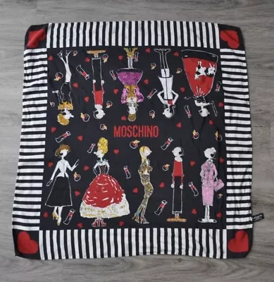 Moschino Scarf 100% Silk Vintage Queen Of Hearts Olive Oyl Pre-owned  • $52.69