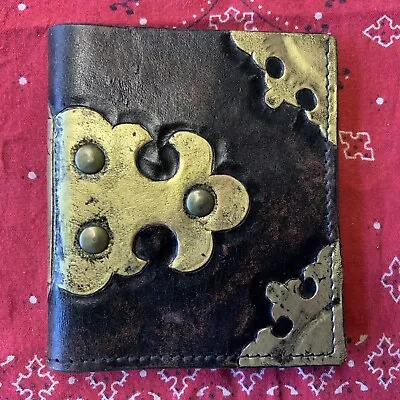 USA MADE Riveted Medieval Gypsy Bohemian Viking TOOLED Leather Wallet Pirate • $50