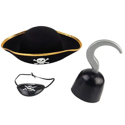 3 Pcs Party Pirate Suit Halloween Pirate Toy Blindfolds Adults Accessories • £9.44